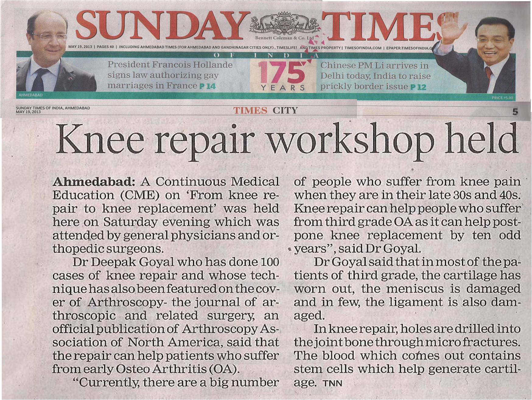 Knee Repair and Deepak Goyal